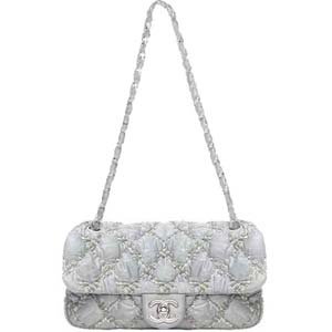 シャネル パリビザンス ナイロン レザー グレー ショルダーバッグ