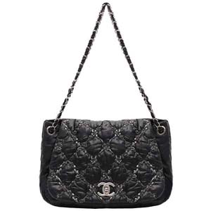 シャネル パリビザンス ナイロン レザー ブラック ショルダーバッグ