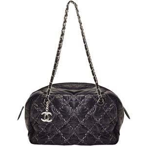 シャネル パリビザンス ナイロン レザー ブラック ショルダーバッグ