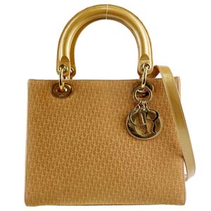 ディオール レディディオール トロッター スエード パテント オレンジ 2WAY ハンドバッグ