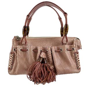 ジョルジオ アルマーニ クロコ型押し レザー ピンク ハンドバッグ