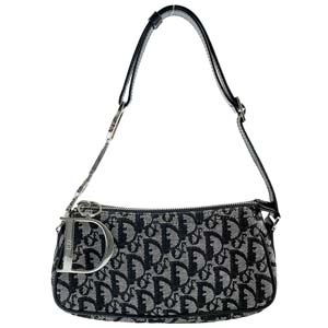 ディオール トロッタートロッター キャンバス レザー ネイビー ショルダーバッグ