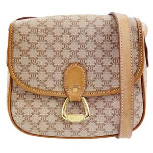 セリーヌ マカダム PVC レザー ベージュ ショルダーバッグ