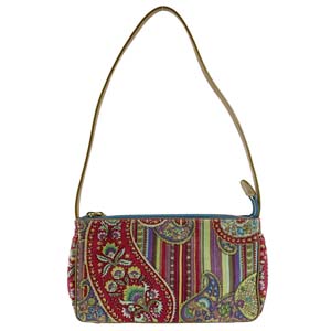 エトロ コットン ジャカード レザー ペイズリー柄 マルチカラー ショルダーバッグ