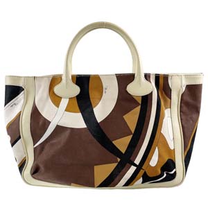 エミリオプッチ キャンバス レザー ブラウン トートバッグ