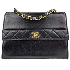 シャネル マトラッセ 23㎝ 台形 ラムスキン ブラック ショルダーバッグ