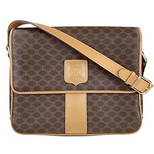 セリーヌ マカダム PVC レザー ブラウン ショルダーバッグ