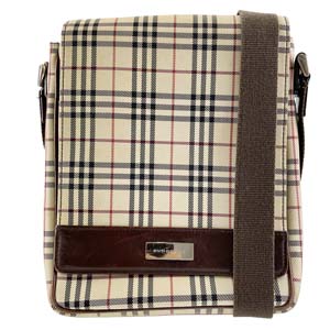 バーバリー ノバチェック ナイロン レザー ベージュ ショルダーバッグ