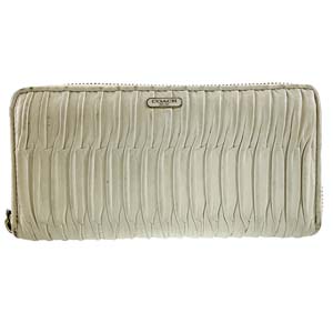 コーチ レザー ホワイト ラウンドファスナージップ 財布