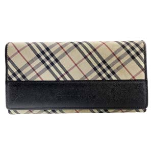 バーバリー ノバチェック ナイロン レザー ベージュ ブラック 財布