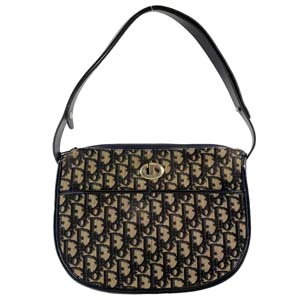 ディオール トロッター キャンバス レザー ブラック ショルダーバッグ