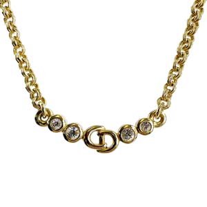 ディオール ゴールドメッキ ラインストーン ゴールド ネックレス