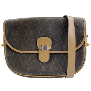 ディオール PVC レザー ハニカム柄 ブラウン ショルダーバッグ