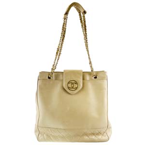 シャネル ラムスキン クリーム ショルダーバッグ