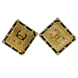 シャネル ゴールドメッキ CCロゴ ゴールド スクエア イヤリング