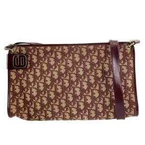 ディオール トロッター キャンバス レザー ボルドー ショルダーバッグ