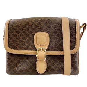 セリーヌ マカダム PVC レザー ブラウン ショルダーバッグ