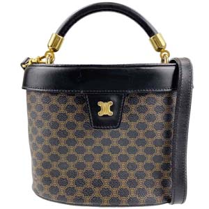 セリーヌ マカダム PVC レザー ブラック 2WAY ハンドバッグ 