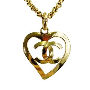 シャネル ゴールドメッキ CCロゴ ハート ゴールド ネックレス