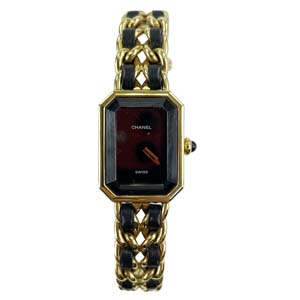 シャネル プルミエール M ゴールドメッキ ブラック H0001 腕時計
