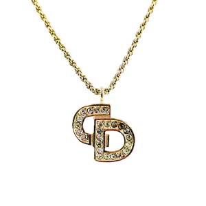 ディオール ゴールドメッキ ラインストーン CDロゴ ゴールド ネックレス