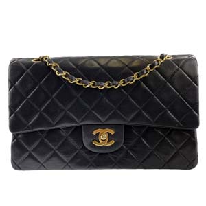 シャネル マトラッセ 25㎝ ラムスキン ブラック ショルダーバッグ