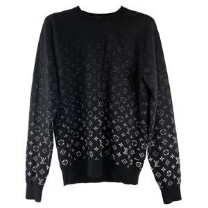 ルイ・ヴィトン ヴァージルアブロー グラデーションモノグラム総柄 コットン ブラック ニット