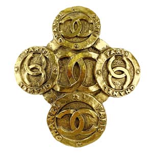 シャネル ゴールドメッキ CCロゴ ゴールド ブローチ