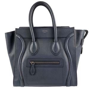 セリーヌ ラゲージ マイクロショッパー カーフスキン インクブルー ハンドバッグ 