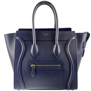 セリーヌ ラゲージ マイクロショッパー カーフスキン ネイビー ハンドバッグ