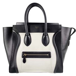セリーヌ ラゲージ ミニショッパー カーフスキン ブラック ホワイト ハンドバッグ