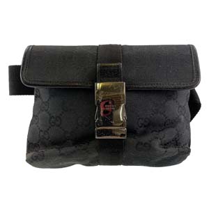 グッチ GGキャンバス キャンバス レザー ブラック ウエストバッグ
