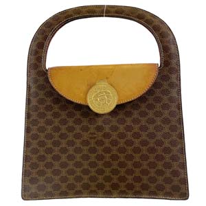 セリーヌ マカダム PVC レザー ブラウン ハンドバッグ