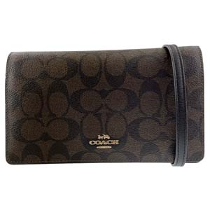 コーチ シグネチャー PVC レザー ブラウン ショルダーバッグ