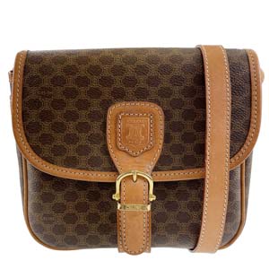 セリーヌ マカダム PVC レザー ブラウン ショルダーバッグ