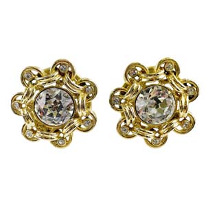 シャネル ゴールドメッキ ラインストーン ゴールド イヤリング