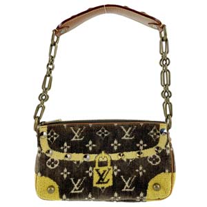 ルイ・ヴィトン モノグラム トロンプルイユ ベルベット レザー マロン ポシェット アクセソワ―ル 