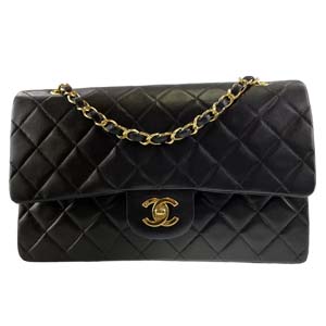 シャネル マトラッセ 25㎝ ラムスキン ブラック ショルダーバッグ