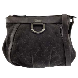 グッチ GGキャンバス レザー ブラック ショルダーバッグ