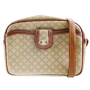 セリーヌ マカダム PVC レザー ベージュ ショルダーバッグ