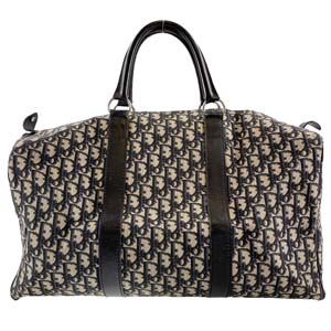 ディオール トロッター キャンバス レザー ネイビー ベージュ ボストンバッグ