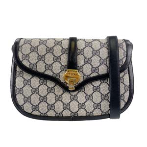 グッチ オールドグッチ PVC レザー ネイビー ショルダーバッグ