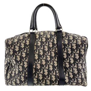 ディオール トロッター キャンバス レザー ネイビー ベージュ ハンドバッグ