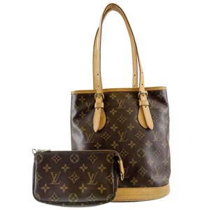 ルイ・ヴィトン モノグラム バケットPM ブラウン ショルダーバッグ