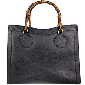 グッチ バンブー レザー ブラック ハンドバッグ