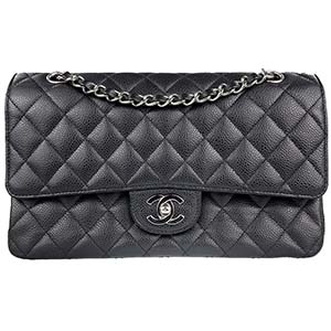 シャネル マトラッセ 25㎝ キャビアスキン ブラック ショルダーバッグ