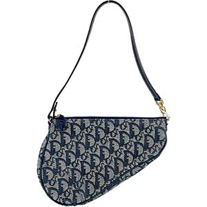 ディオール サドルバッグ トロッター キャンバス レザー ネイビー ハンドバッグ