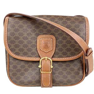 セリーヌ マカダム PVC レザー ブラウン ショルダーバッグ