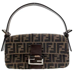 フェンディ マンマバゲット ズッカ キャンバス レザー ブラウン ショルダーバッグ