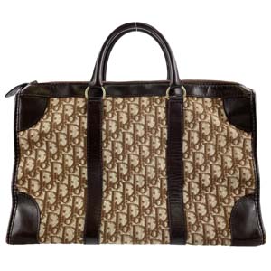 ディオール トロッター キャンバス レザー ブラウン ベージュ ハンドバッグ